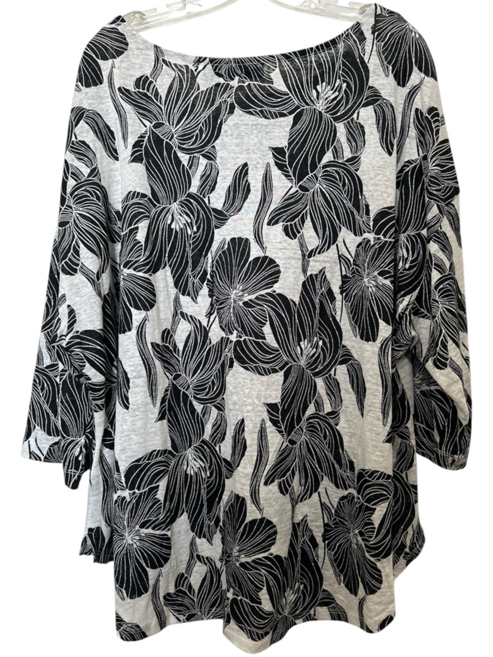 Tahari Black & White Floral Print Tunic 3X - Picture 4 of 7